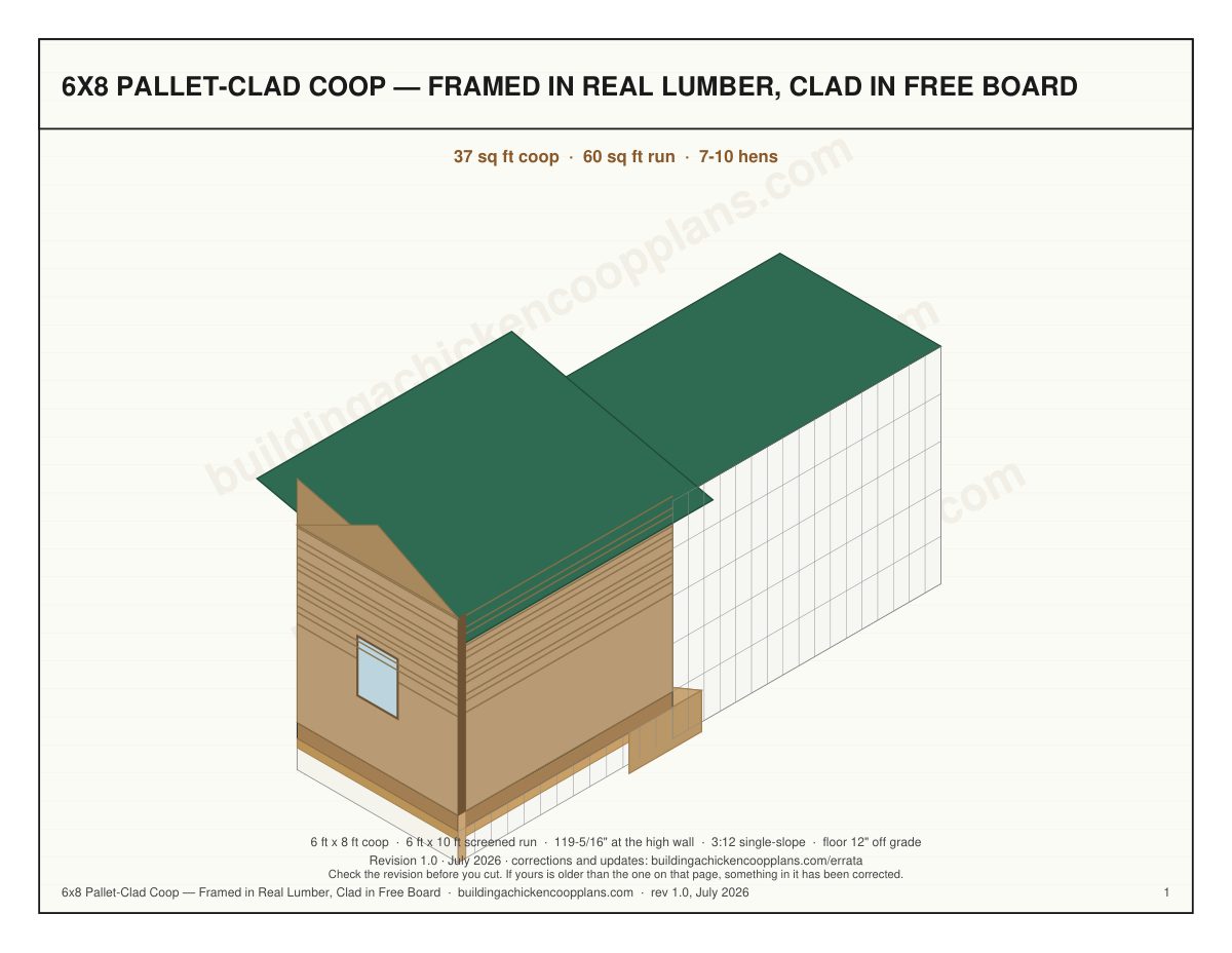 6x8 Pallet-Clad Coop — Framed in Real Lumber, Clad in Free Board plans