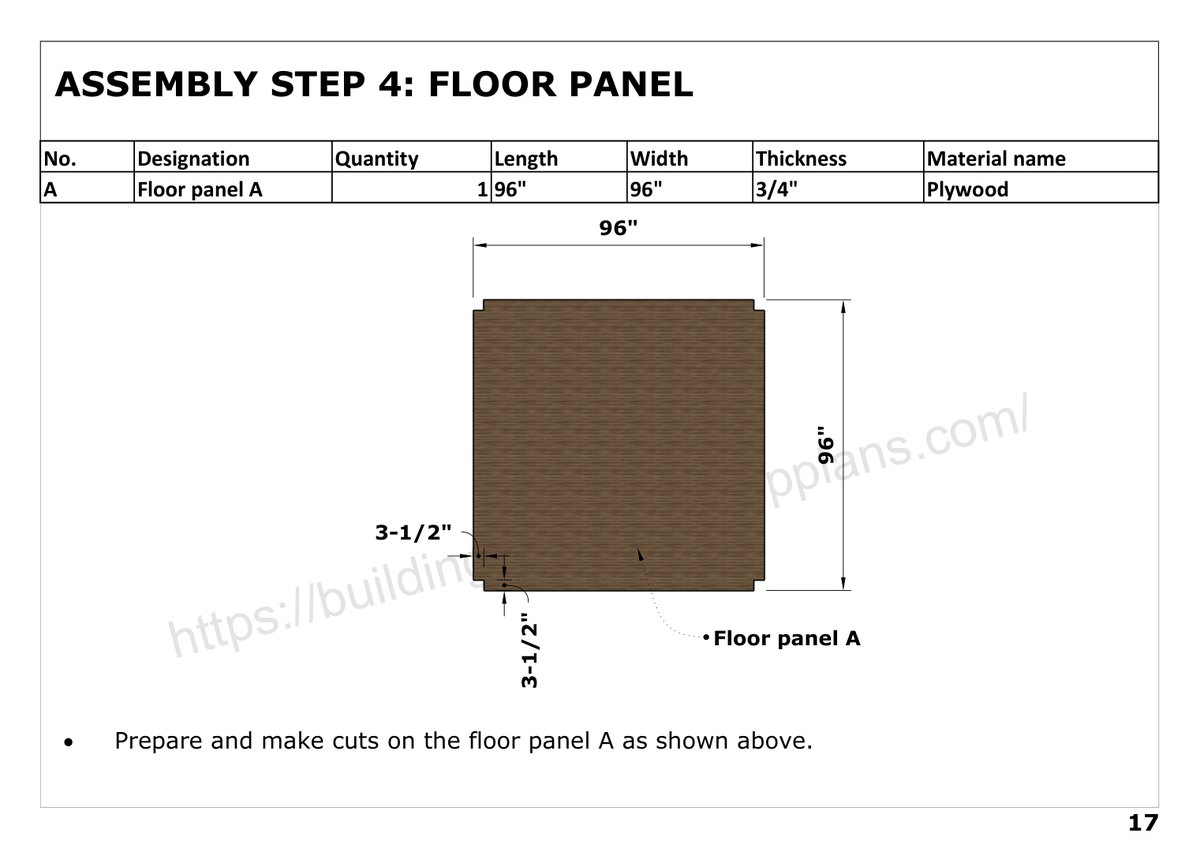 8x8 chicken coop plans step 4: Floor panel