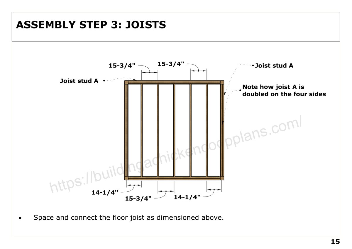 8x8 chicken coop floor joist spacing diagram