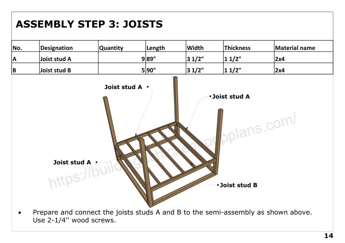 8x8 chicken coop plans step 3: Joists