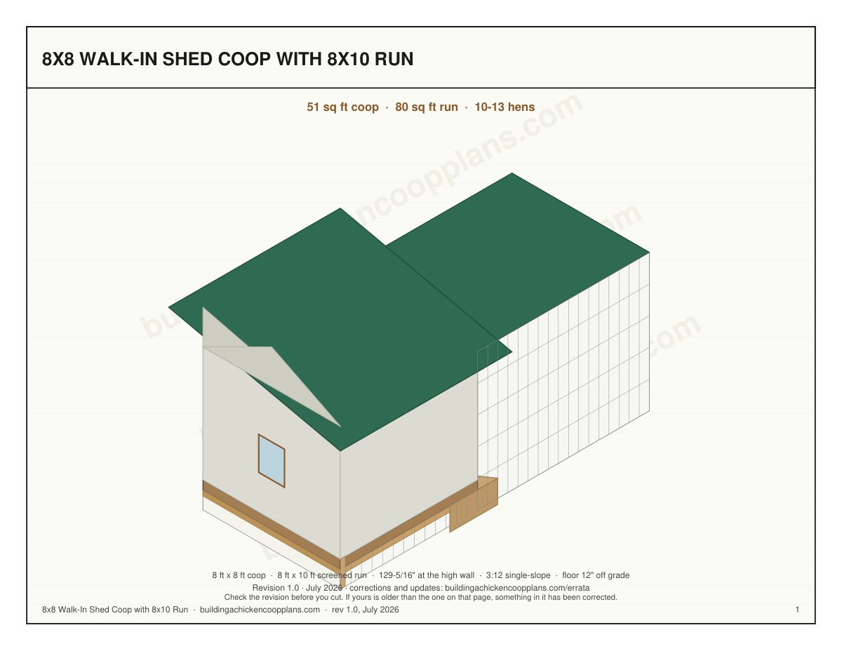 8x8 Walk-In Shed Coop with 8x10 Run plans