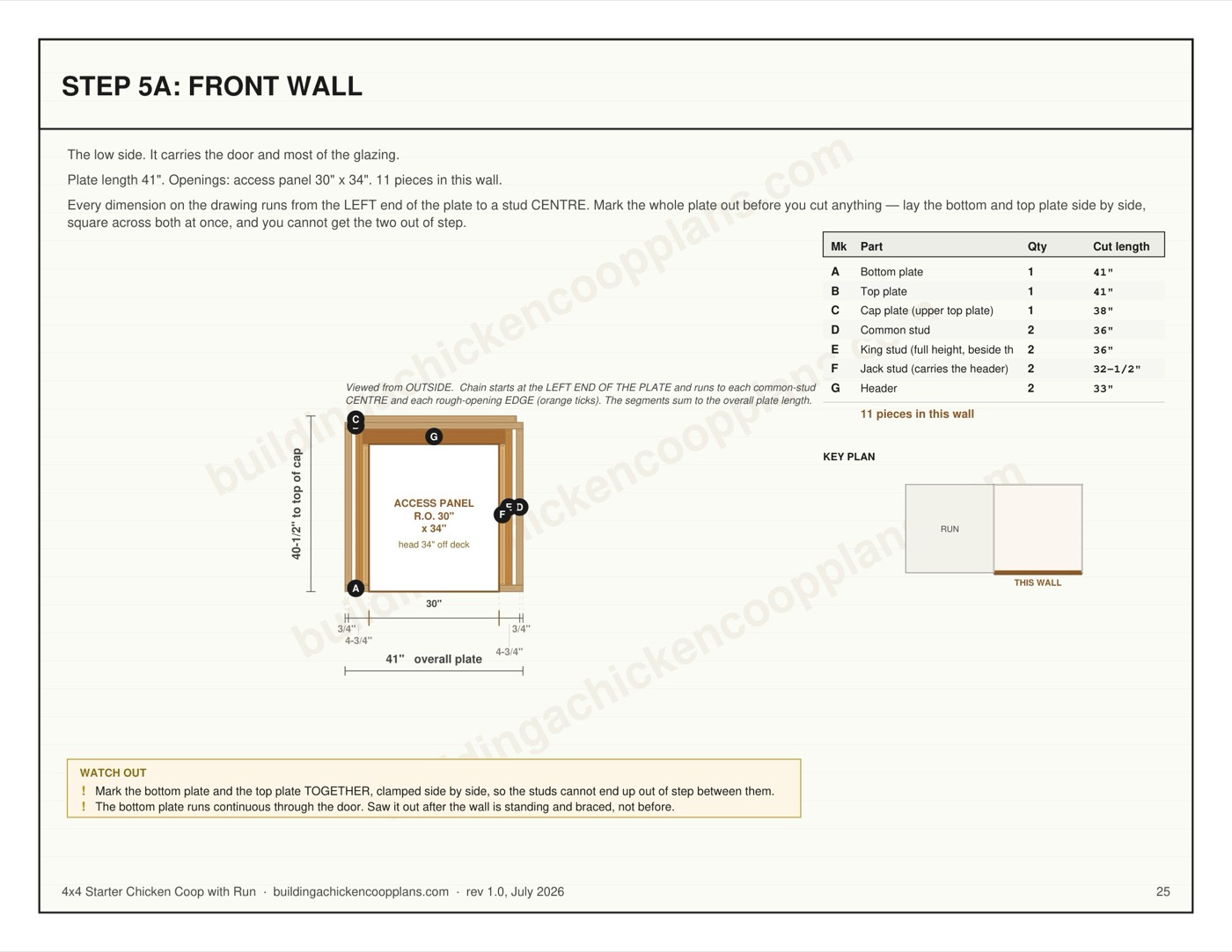 4x4 Starter Chicken Coop with Run plans — wall framing sheet page