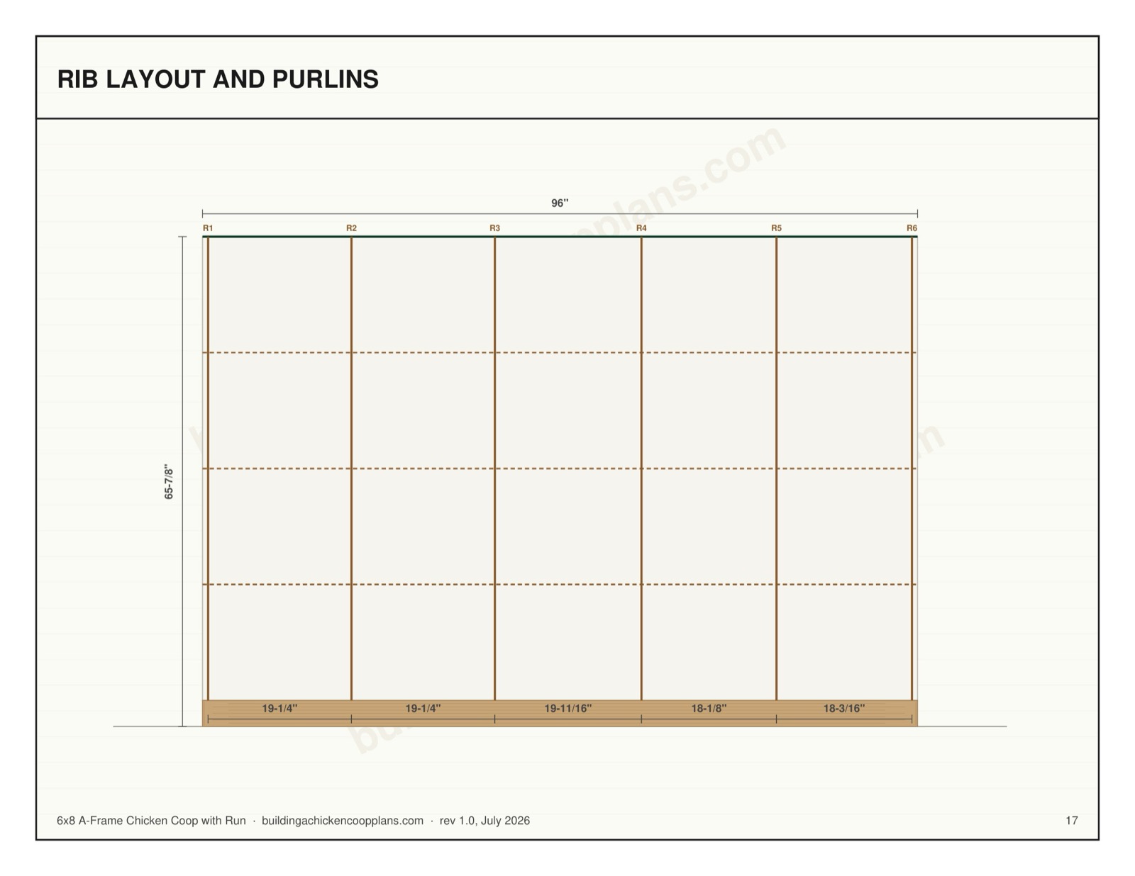 6x8 A-Frame Chicken Coop with Run plans — wall framing sheet page