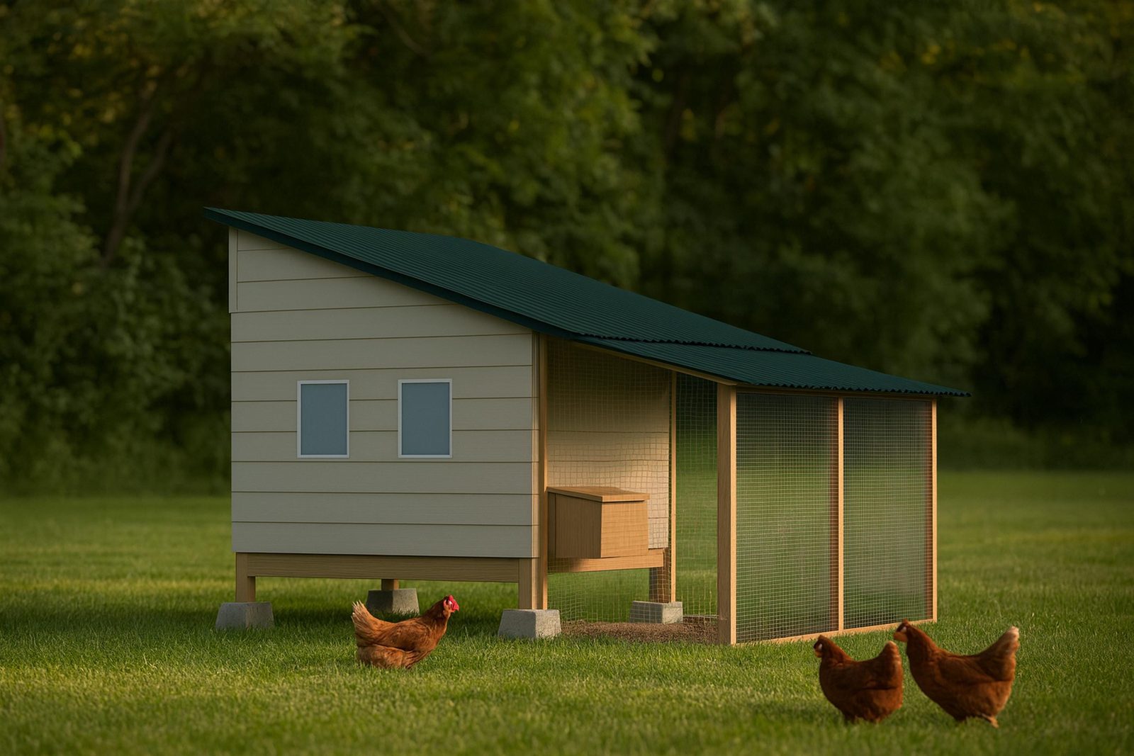 10x10 Walk-In Shed Coop for up to 17 Hens + 10x12 Run plans