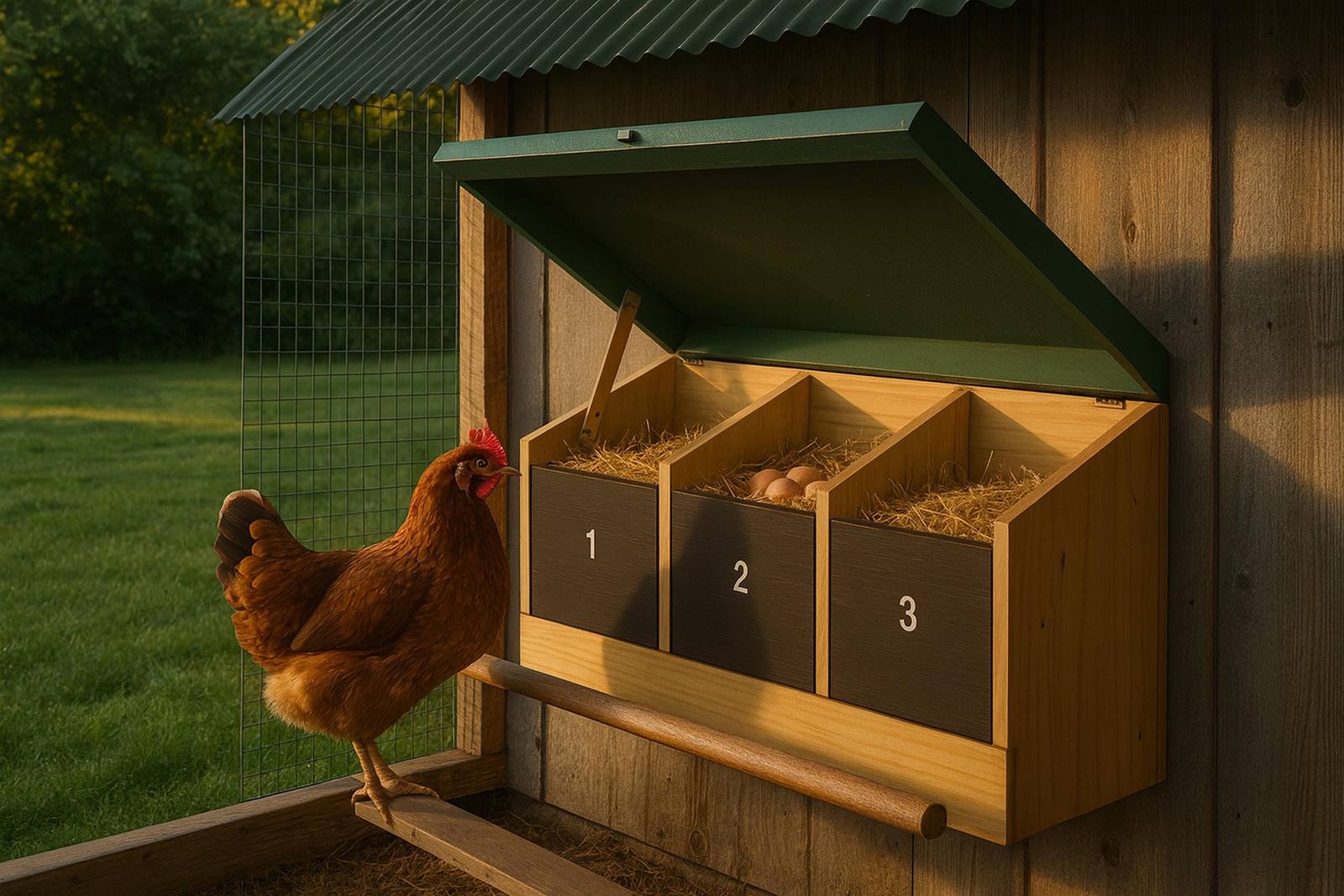3-Box Nesting Box Bank with Roll-Out Option plans